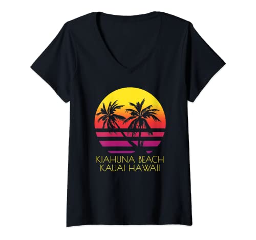 Damen Kiahuna Beach Kauai Hawaii Hawaii Inseln T-Shirt mit V-Ausschnitt Damen Kiahuna Beach Kauai Hawaii Hawaii Inseln T-Shirt mit V-Ausschnitt von Hawaiian Beaches