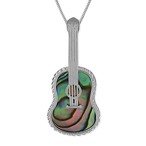 Hawaiian Silver Jewelry Sterling Silber Abalone Shell Ukulele Anhänger Halskette, 45,7 cm Hawaiian Silver Jewelry Sterling Silber Abalone Shell Ukulele Anhänger Halskette, 45,7 cm von Hawaiian Silver Jewelry
