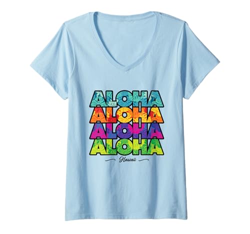 Damen Aloha-Muster, Hawaii, Hawaii, Urlaub T-Shirt mit V-Ausschnitt Damen Aloha-Muster, Hawaii, Hawaii, Urlaub T-Shirt mit V-Ausschnitt von Hawaiian Style Clothing & Apparel Travel Ideas