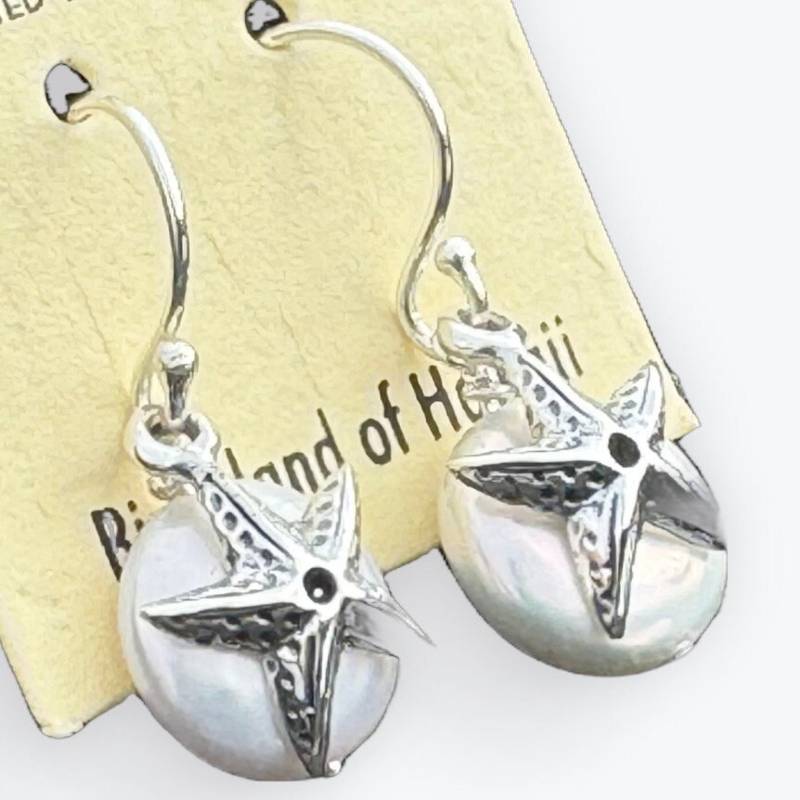 Seestern Perle Ohrringe Charm Münze Silber Schmuck von HawaiianDesignsCo