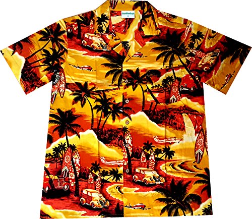 Hawaiihemd / Hawaiishirt "Golden Summer", 100% Baumwolle, Groesse XXL von Hawaiihemdnet