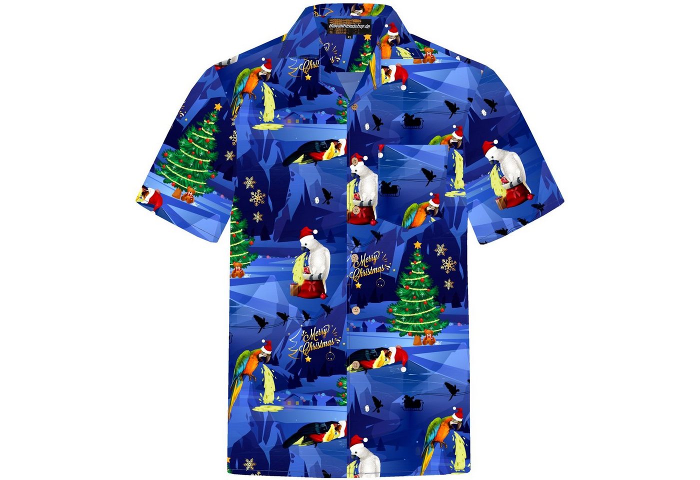 Hawaiihemdshop.de Hawaiihemd Hawaiihemdshop Hawaii Hemd Herren Baumwolle Kurzarm Papageien von Hawaiihemdshop.de