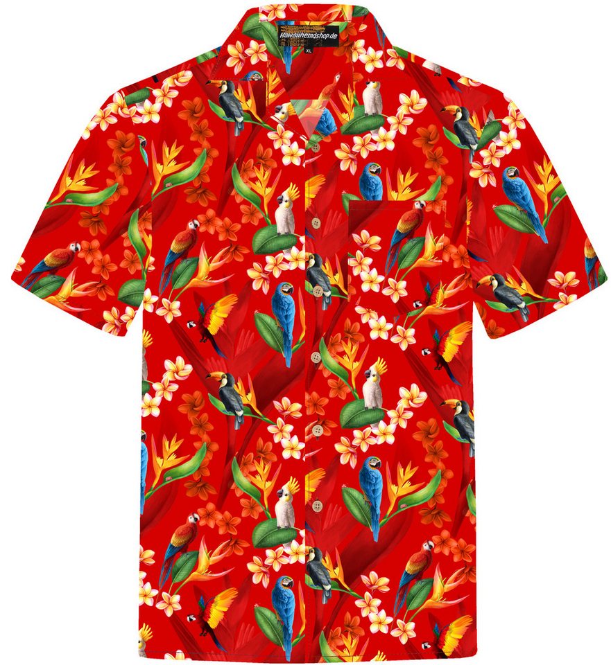 Hawaiihemdshop.de Hawaiihemd Hawaiihemdshop Hawaii Hemd Herren Baumwolle Kurzarm Papageien von Hawaiihemdshop.de