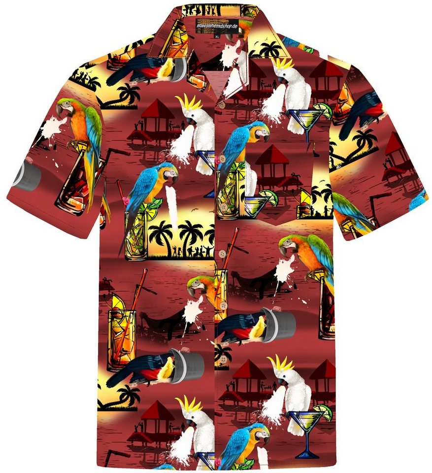 Hawaiihemdshop.de Hawaiihemd Hawaiihemdshop Hawaii Hemd Herren Baumwolle Kurzarm Papageien von Hawaiihemdshop.de