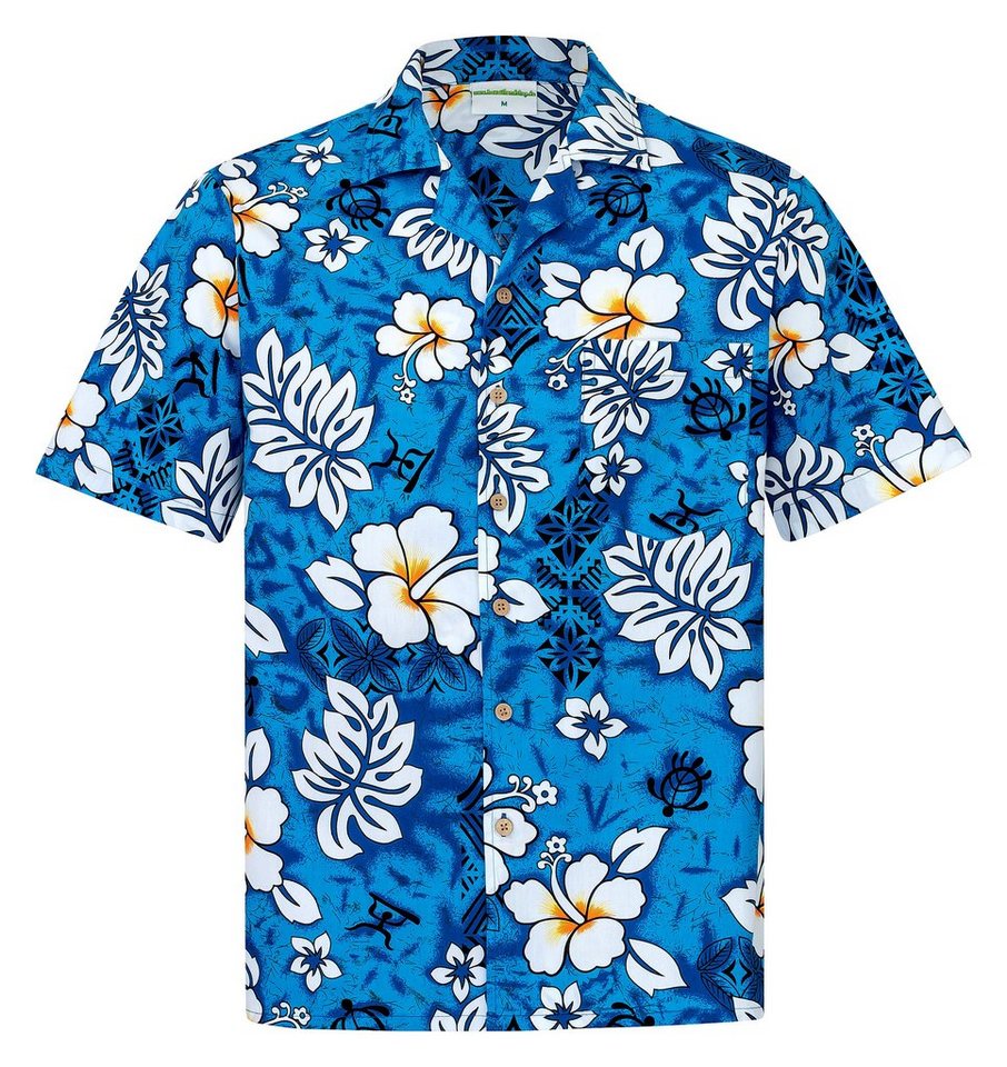 Hawaiihemdshop.de Hawaiihemd Hawaiihemdshop Hawaii Hemd Herren Baumwolle Kurzarm Blüten Shirt von Hawaiihemdshop.de