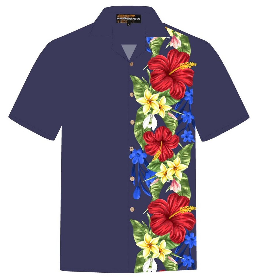 Hawaiihemdshop.de Hawaiihemd Hawaiihemdshop Hawaii Hemd Herren Baumwolle Kurzarm Blüten Shirt von Hawaiihemdshop.de