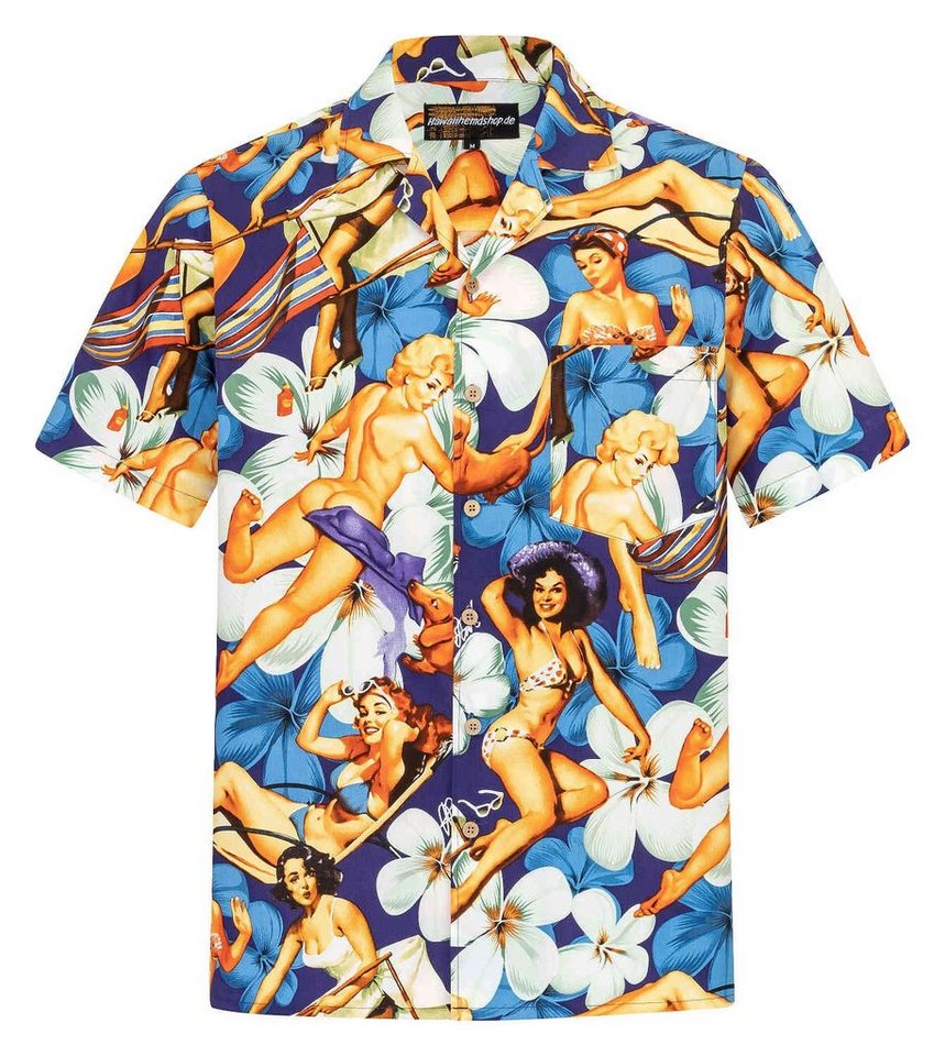 Hawaiihemdshop.de Hawaiihemd Hawaiihemdshop Hawaii Hemd Herren Baumwolle Kurzarm Blüten Shirt von Hawaiihemdshop.de