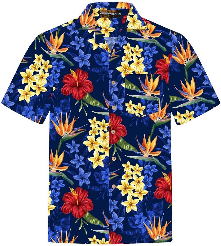 Hawaiihemdshop.de Hawaiihemd Hawaiihemdshop Hawaii Hemd Herren Baumwolle Kurzarm Blüten Shirt von Hawaiihemdshop.de