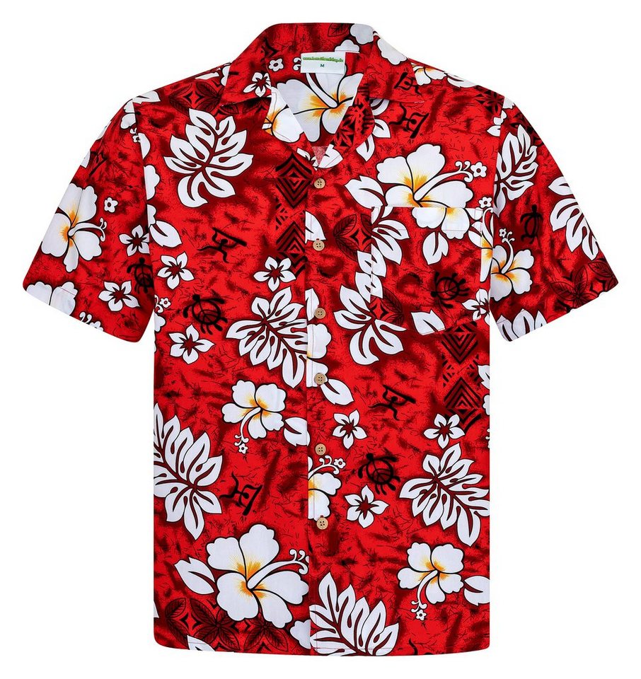 Hawaiihemdshop.de Hawaiihemd Hawaiihemdshop Hawaii Hemd Herren Baumwolle Kurzarm Blüten Shirt von Hawaiihemdshop.de