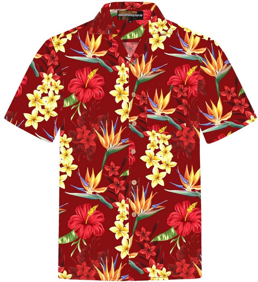 Hawaiihemdshop.de Hawaiihemd Hawaiihemdshop Hawaii Hemd Herren Baumwolle Kurzarm Blüten Shirt von Hawaiihemdshop.de