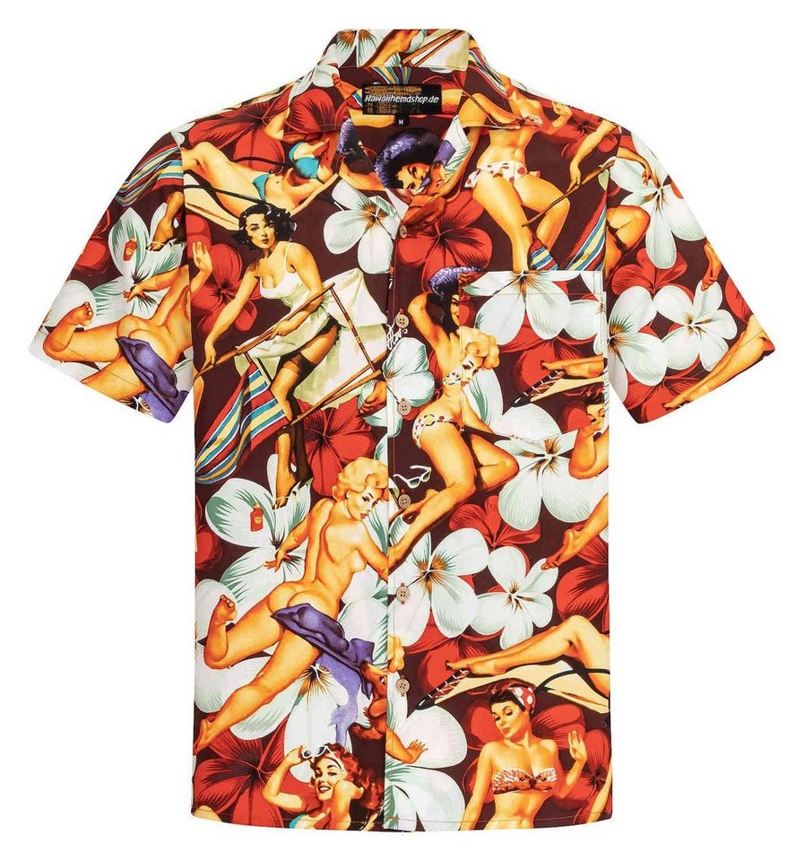 Hawaiihemdshop.de Hawaiihemd Hawaiihemdshop Hawaii Hemd Herren Baumwolle Kurzarm Blüten Shirt von Hawaiihemdshop.de