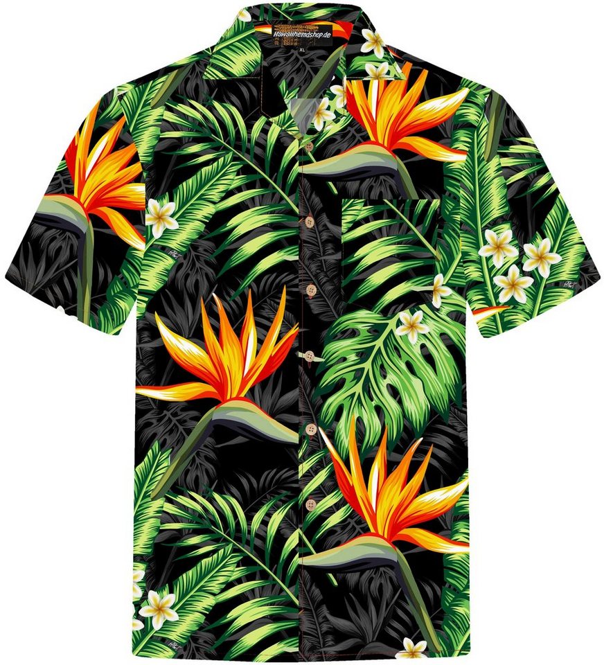 Hawaiihemdshop.de Hawaiihemd Hawaiihemdshop Hawaii Hemd Herren Baumwolle Kurzarm Blüten Shirt von Hawaiihemdshop.de