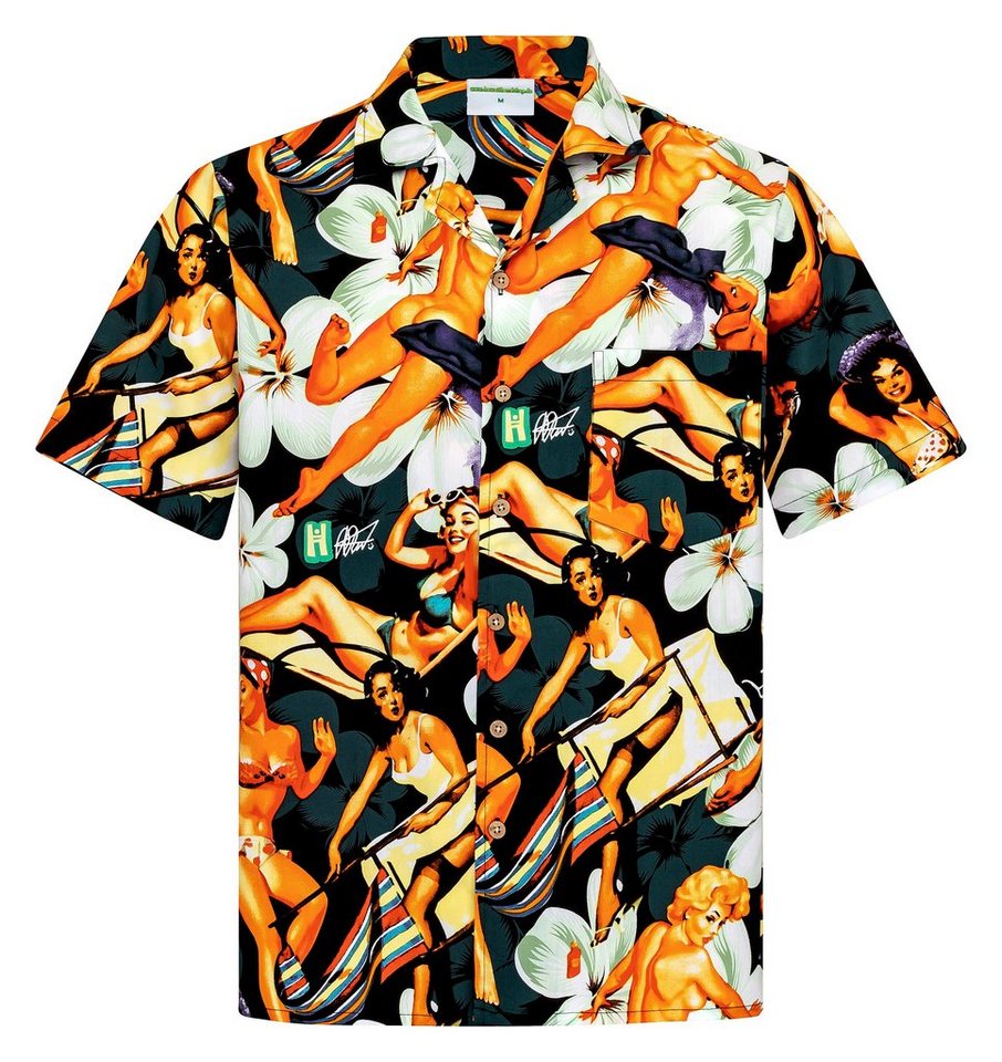 Hawaiihemdshop.de Hawaiihemd Hawaiihemdshop Hawaii Hemd Herren Baumwolle Kurzarm Blüten Shirt von Hawaiihemdshop.de