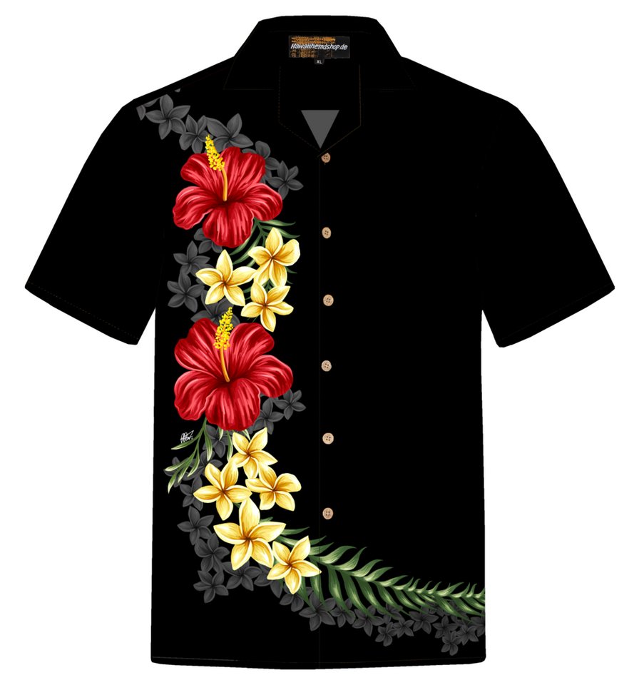 Hawaiihemdshop.de Hawaiihemd Hawaiihemdshop Hawaii Hemd Herren Baumwolle Kurzarm Blüten Shirt von Hawaiihemdshop.de