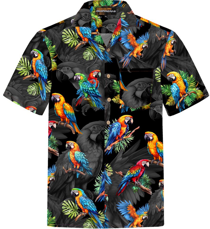 Hawaiihemdshop.de Hawaiihemd Hawaiihemdshop Hawaii Hemd Herren Baumwolle Kurzarm Papageien von Hawaiihemdshop.de