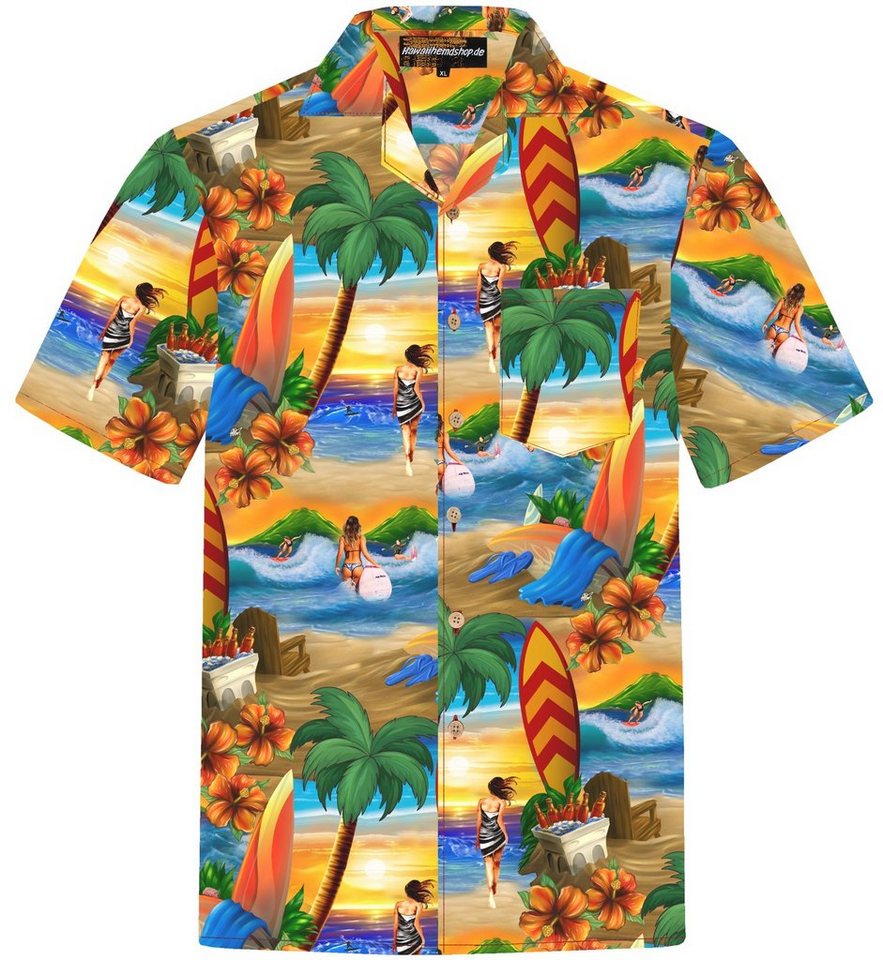 Hawaiihemdshop.de Hawaiihemd Hawaiihemdshop Hawaii Hemd Herren Baumwolle Kurzarm Strand Shirt von Hawaiihemdshop.de