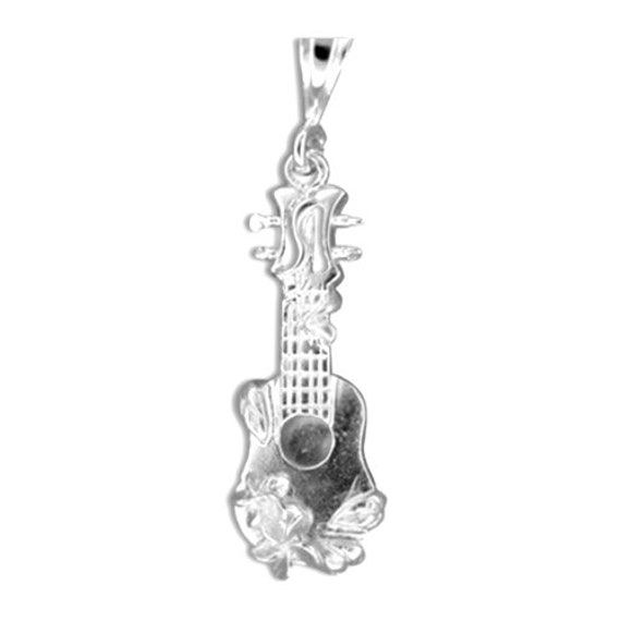 Hawaiian Ukulele Anhänger Aus Sterlingsilber | P525 Mit Optionaler Rhodium Box Kette von HawaiijewelryCrafts