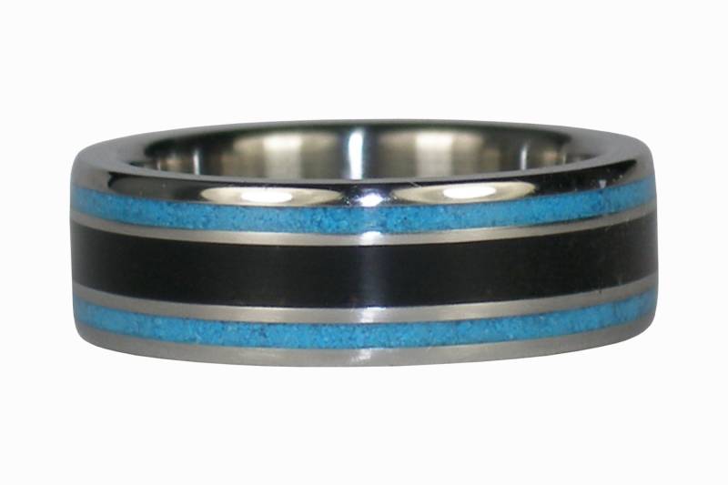 Blau-Türkis Und Schwarz Jet Ring Aus Titanium von Hawaiititanium