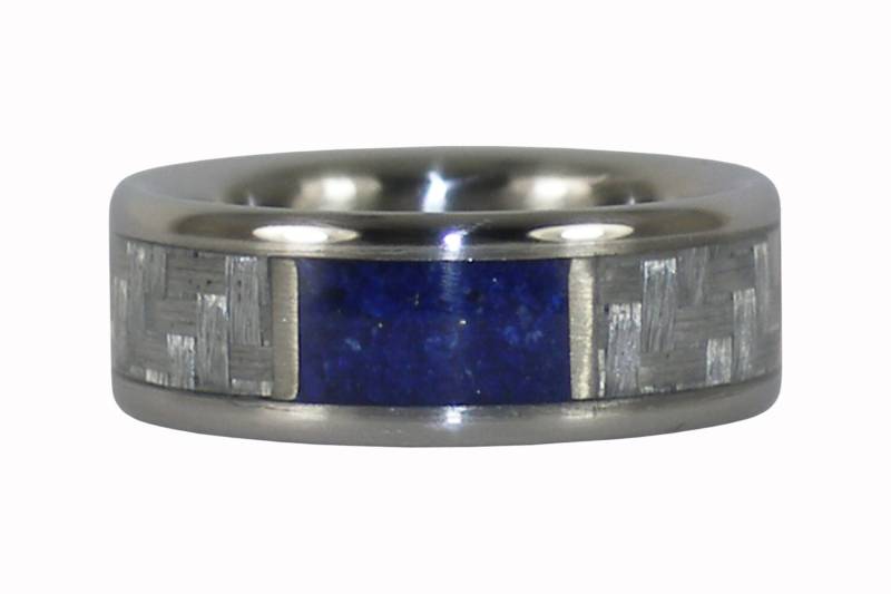 Blauen Lapis Und Weißen Kohlefaser-Titan-Ring von Hawaiititanium