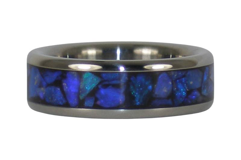 Dunkel Blau Schwarze Opal Inlay Ring Aus Titanium von Hawaiititanium