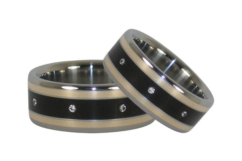 Gold, Ring Blackwood Und Diamant Set von Hawaiititanium
