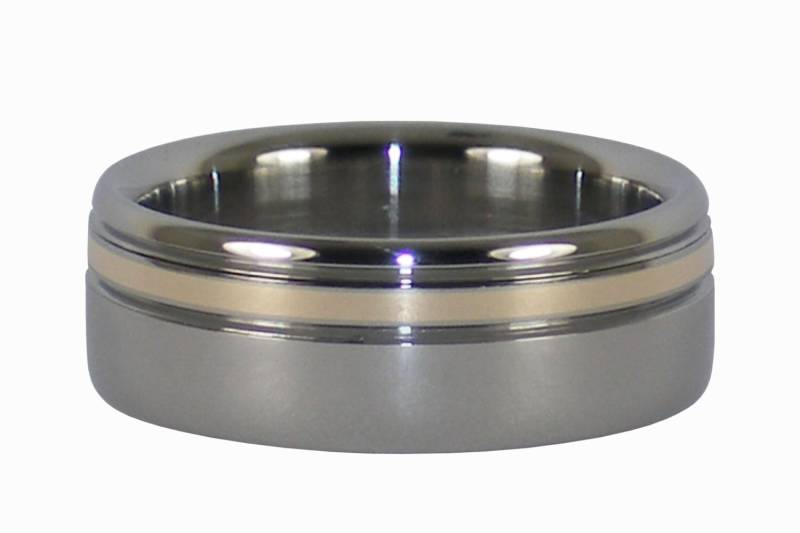 Gold-Inlay Titanring Mit Gravur-Kanäle von Hawaiititanium