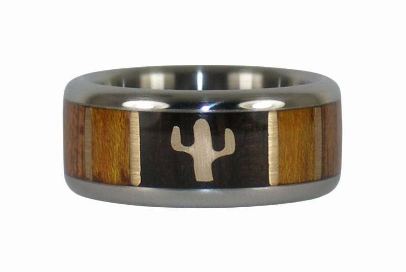 Gold Kaktus Und Holz Wüste Titanring von Hawaiititanium