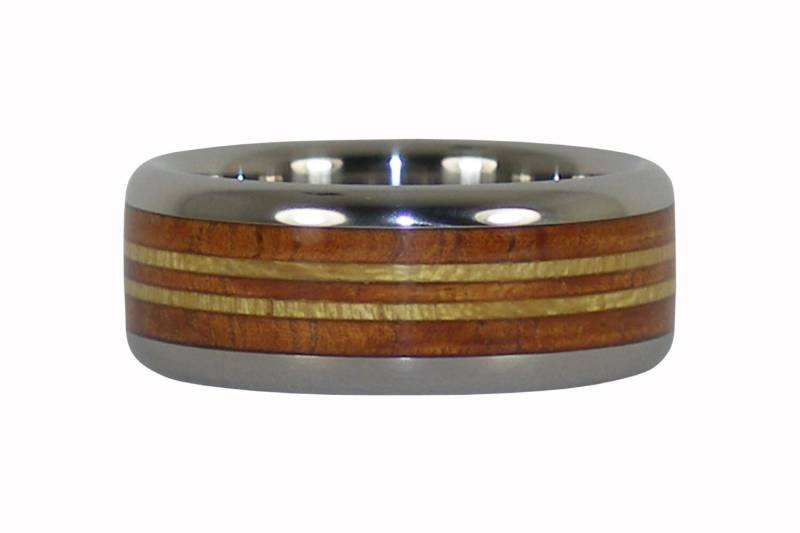 Hawaiian Longboard Design Tiger Koa Und Pau Amarello Holz Titanring von Hawaiititanium