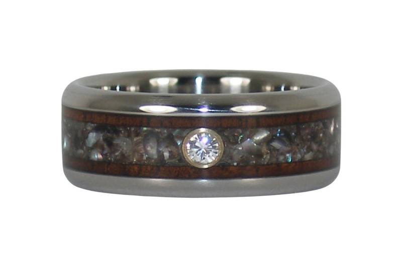 Schwarze Perle Diamant-Titan-Ring Mit Koa Holz von Hawaiititanium