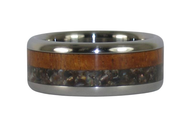 Schwarze Perle Und Koa Titan Ring Mit Halben Stein Halb Holz von Hawaiititanium
