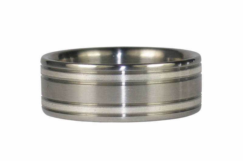 Titanring Mit Sterling Silber Band Inlay Aus Hawaii von Hawaiititanium