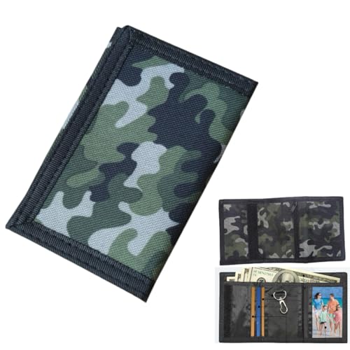 Hawfund RFID-Brieftasche gegen Scan, für Herren, kompakte Sportgeldbörse (12 x 8 x 1 cm) mit Reißverschluss, strapazierfähiges Polyestergewebe – ideal für Reisen, Fitnessstudio, Schule – Armeegrün von Hawfund