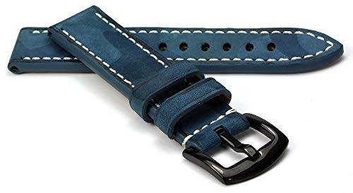 Hawker RIOS1931 Rindsleder Uhrenarmband handgemacht in Deutschland Robust 20mm Marineblau Camouflage von Hawker