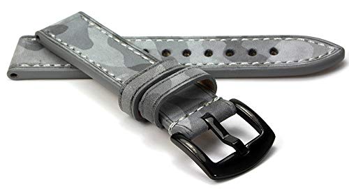 Hawker RIOS1931 Rindsleder Uhrenarmband handgemacht in Deutschland Robust 22mm Steingrau Camouflage von Hawker