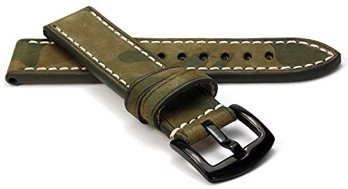 Hawker RIOS1931 Rindsleder Uhrenarmband handgemacht in Deutschland Robust 24mm Natogrün Camouflage von Hawker
