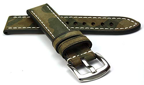Hawker RIOS1931 Rindsleder Uhrenarmband handgemacht in Deutschland Robust 24mm Natogrün Camouflage von Hawker