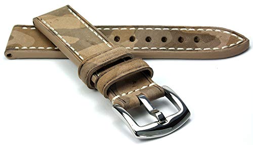 Hawker RIOS1931 Rindsleder Uhrenarmband handgemacht in Deutschland Robust 24mm Sand Camouflage von Hawker