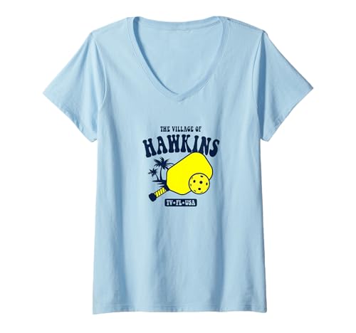 Damen Das Dorf Hawkins TV FL USA Pickleball Design T-Shirt mit V-Ausschnitt Damen Das Dorf Hawkins TV FL USA Pickleball Design T-Shirt mit V-Ausschnitt von Hawkins TV FL USA Designs and Souvenirs