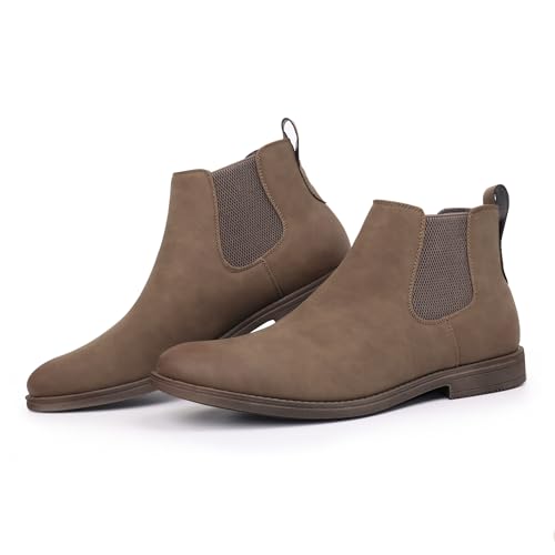 Hawkwell Chelsea-Stiefel für Herren in Übergröße, klassische, lässige Stiefeletten in Normal- und Übergrößen, Hellbraunes PU, EU 40 von Hawkwell