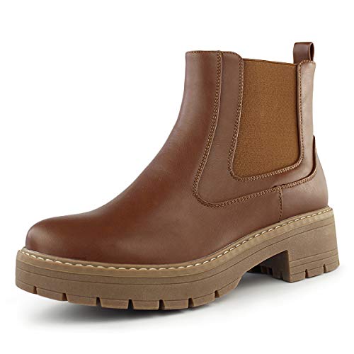 Hawkwell Damen Schlupf auf klobige Ferse Ankle Chelsea Boot,Braune EU 36 von Hawkwell