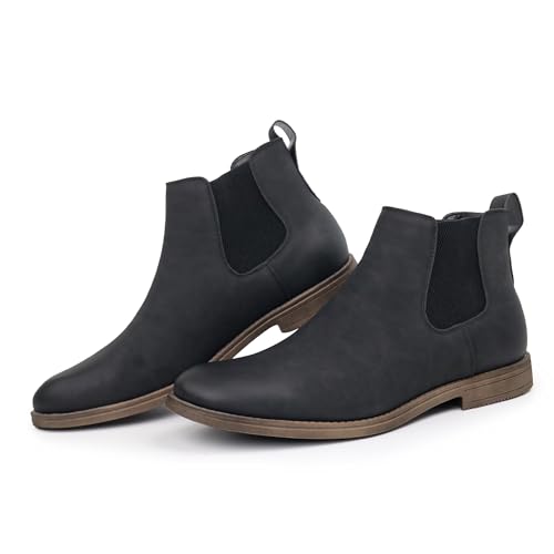 Hawkwell Herren-Chelsea-Boots in Übergröße, klassische, legere Stiefeletten in Normal- und Übergrößen, schwarzes PU, EU 45 von Hawkwell