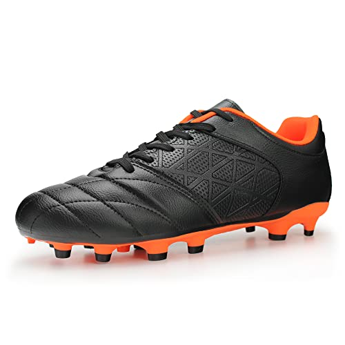 Hawkwell Herren Fußballschuhe für große Kinder und Jugendliche, sportlich, für den Außenbereich, professioneller Fester Boden, Schwarz-Orange, EU 39 von Hawkwell