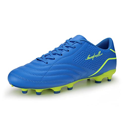 Hawkwell Jugend Herren Outdoor Professional Training Fester Boden Fußballschuhe, Blau Grün, EU 39 von Hawkwell