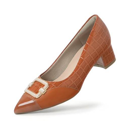 Hawkwell Orthopädische Halbschuhe für Damen mit niedrigem Absatz und Ballenzehen, Braun Synthetik EU 39 von Hawkwell