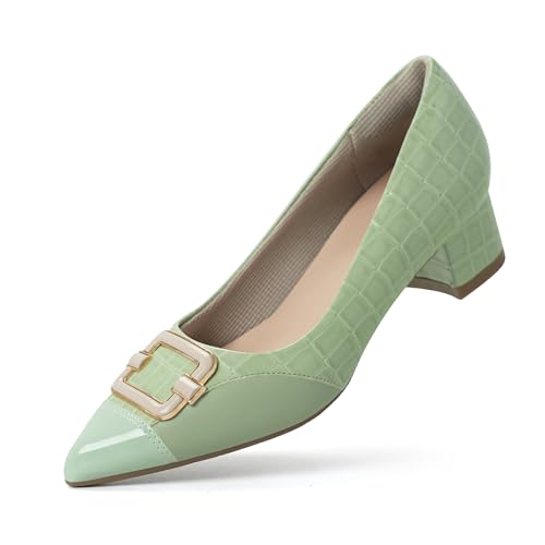 Hawkwell Orthopädische Halbschuhe für Damen mit niedrigem Absatz und Ballenzehen, Grün Synthetik EU 39 von Hawkwell