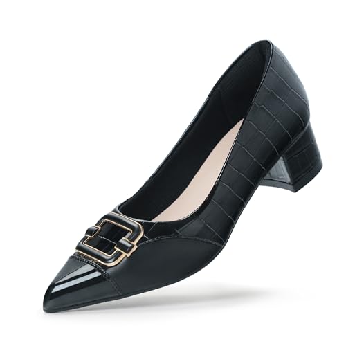 Hawkwell Orthopädische Halbschuhe für Damen mit niedrigem Absatz und Ballenzehen, Schwarz Synthetik EU 37.5 von Hawkwell