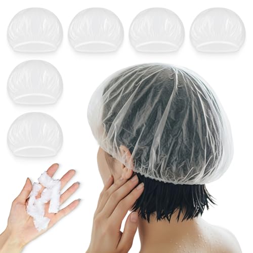100 Stück Einweg Duschhauben Transparente, elastische, wasserdichte Haarkappen für Damen & Herren Ideal für Dusche, Reisen, Hotel, Friseursalon, Spa, Camping, Haarpflege, Schutz, Haushalt von Hawpasy