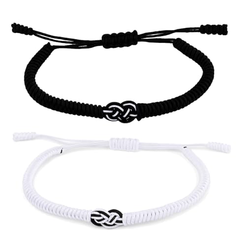 2 PCS Partnerarmbänder Kabbala Seil Glücksarmband, Verstellbare Glücksarmbänder Für Freunde Oder Familie, Tibetisches Armband Handgewebt Aus Nylon, Symbol Für Liebe, Schutz Und Spirituelles Glück von Hawpasy