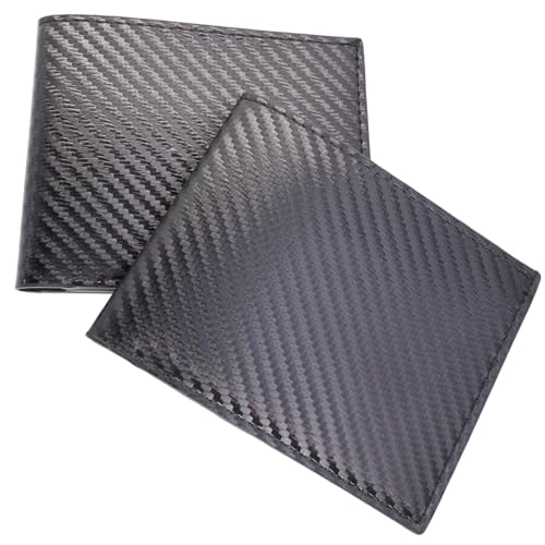 2er Set Herren Portemonnaie mit Münzfach und Ausweisfenster, Slim Geldbörse 12×9,5×1,5 cm mit Kartenfächern und Scheinfach, klassische Geldtasche für Männer in Carbon-Optik für Alltag und Reise von Hawpasy