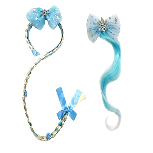 Hayaww 2 Pcs Haarreif Prinzessin Zopf, Rapunzel Prinzessin Stirnband PerüCke Haarreif Verkleiden Prinzessin PerüCken MäDchen PerüCke ZöPfe PerüCke Geflochtene FüR Party Cosplay KostüM Mit Blume (Blau) von Hayaww